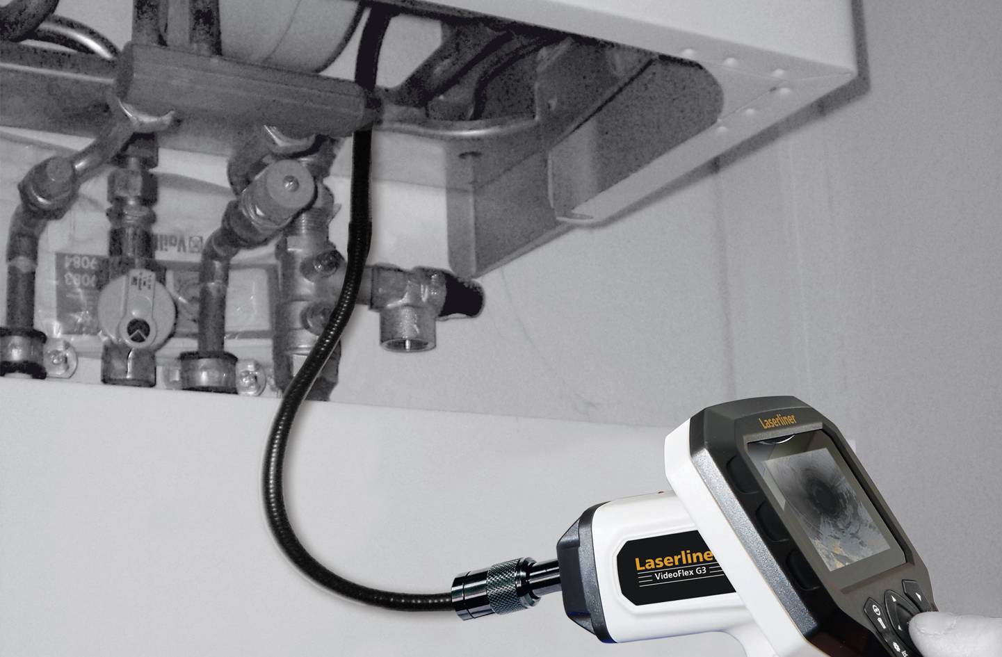 Laserliner VarioView Camera Endoskop-Sonde Sonden-Ø 17mm 1.5m LED-Beleuchtung, Fokussierung