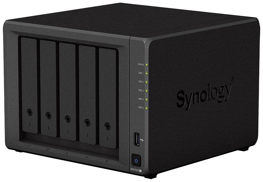 Synology DiskStation DS1522+ NAS-Server Gehäuse 0GB 5 Bay 2x USB 3.2 Gen 1 HUB (USB 3.0), RAID-fähig, Externe Stromversorgung