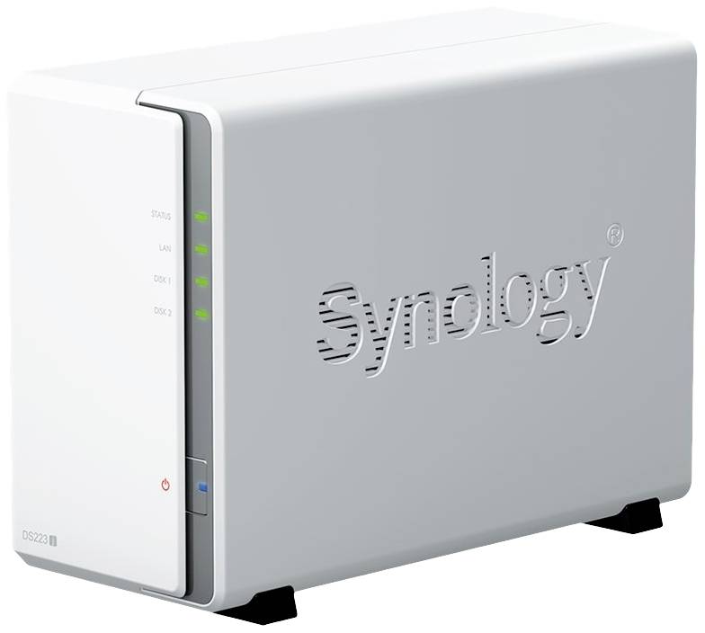 Synology DiskStation DS223J NAS-Server Gehäuse 0GB 2 Bay Ein-/Ausschalter, 3x USB 3.2 Gen 1 HUB (USB 3.0), RAID-fähig DS223J
