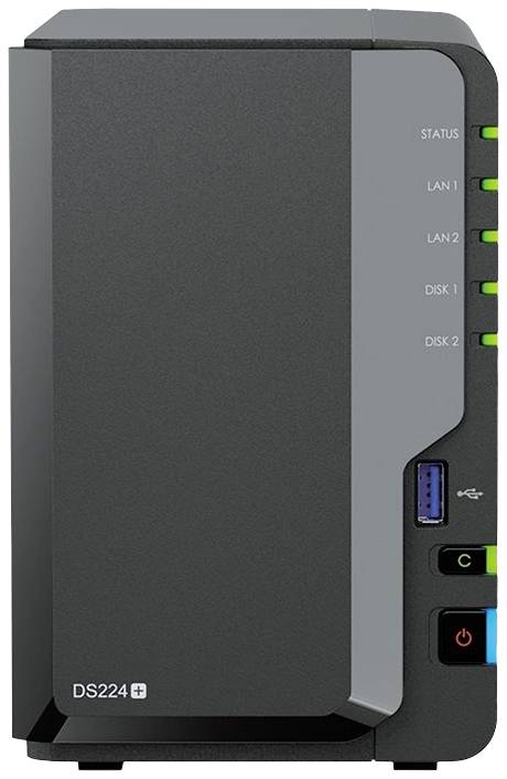 Synology DiskStation DS224+ NAS-Server Gehäuse 0 GB 2 Bay 2x USB 3.2 Gen 1 HUB (USB 3.0), Ein-/Ausschalter, RAID-fähig DS224+