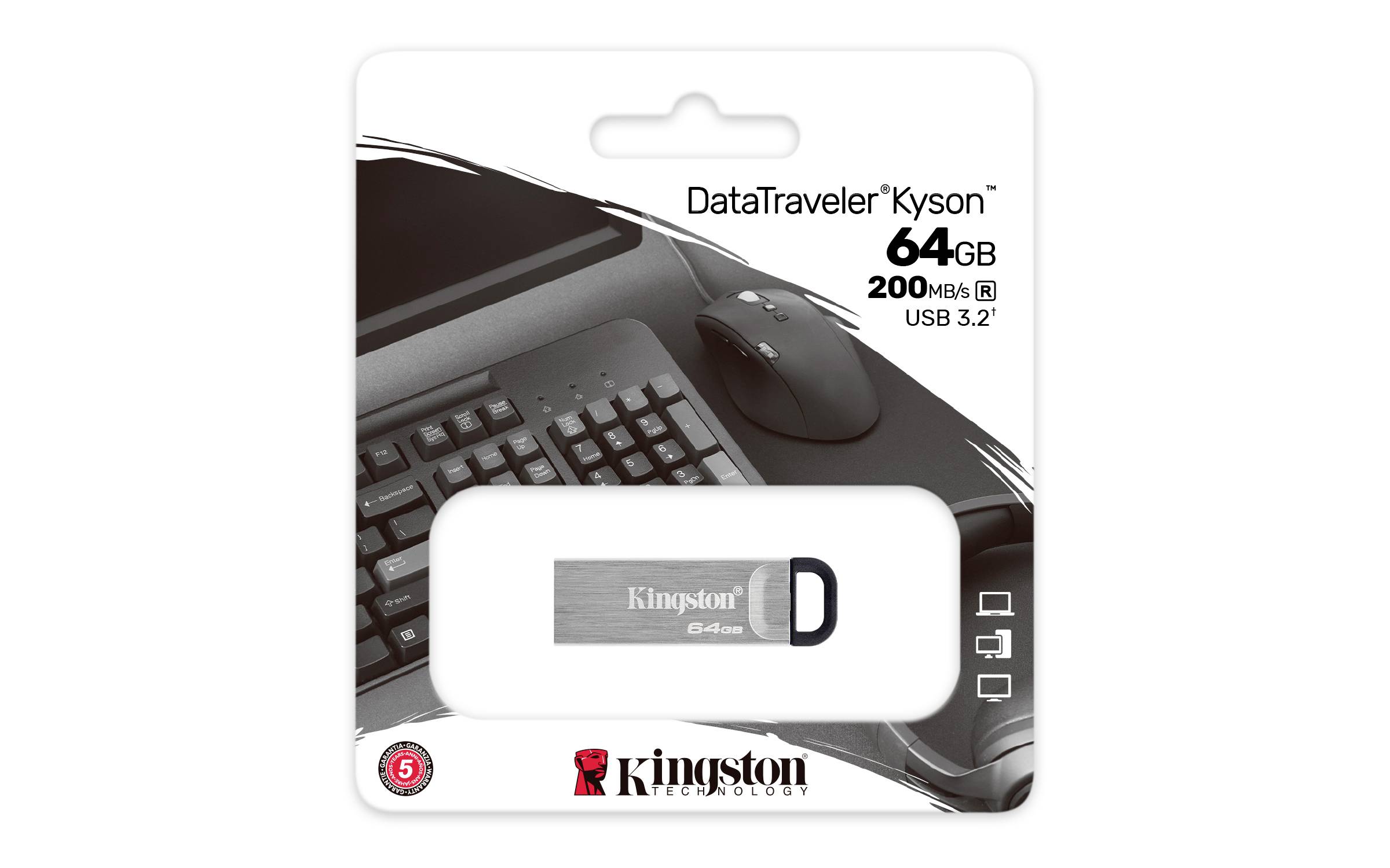 Kingston DataTraveler Kyson USB-Stick Retail 64GB Silber DTKN/64GB USB-A (USB 3.2 Gen 1)