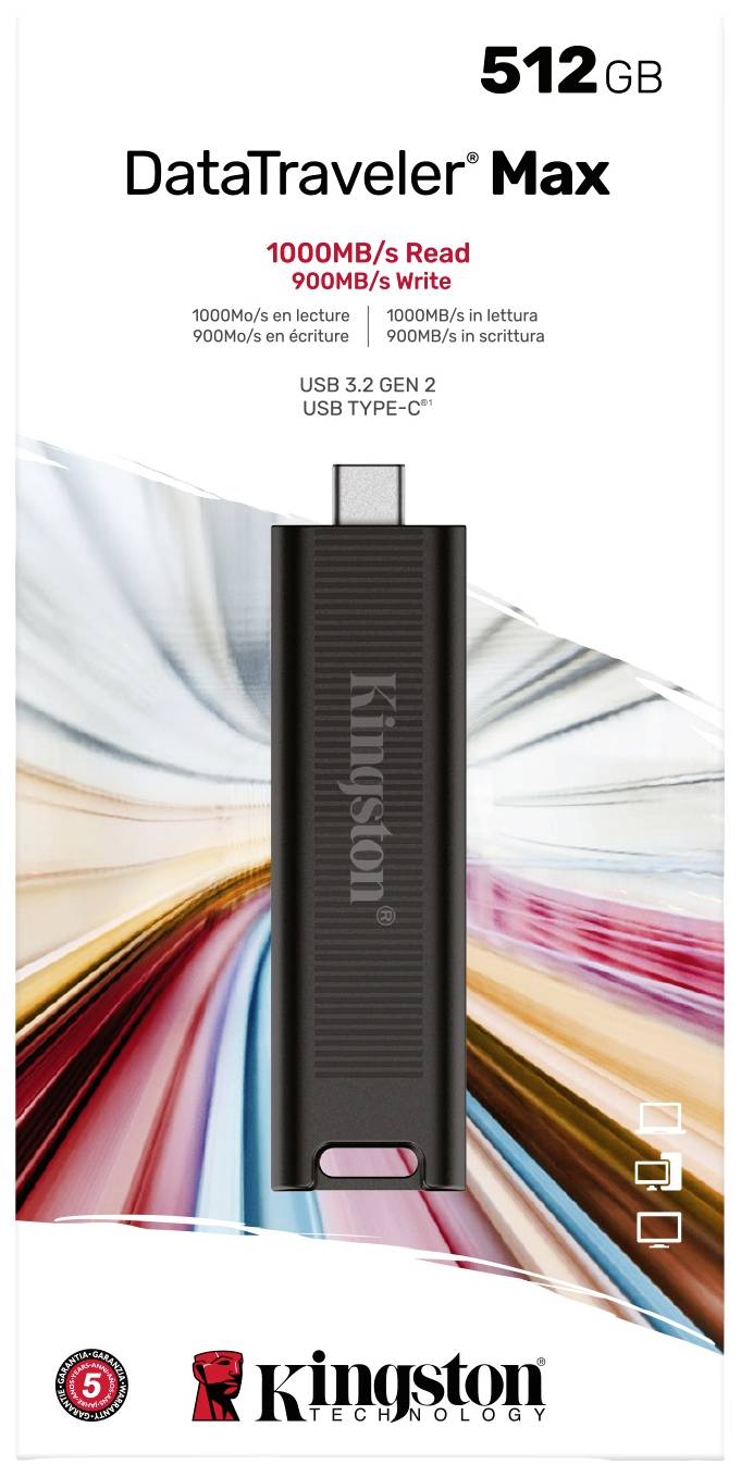 Kingston DataTraveler Max USB-Stick Retail 512GB Schwarz DTMAX/512GB USB-C®