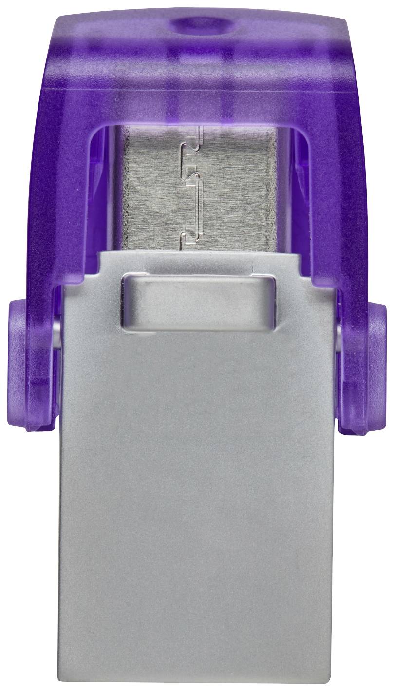 Violetter und grauer Plastikhefter von vorne, zeigt die Metallklammern im Inneren. Geeignet zum Heften von Papier.