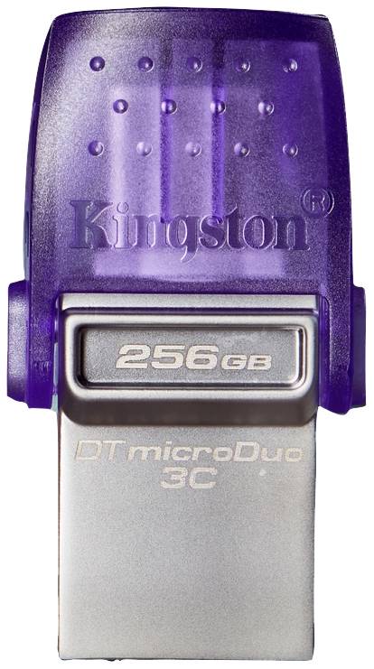 Kingston DataTraveler microDuo 3C USB-Stick Retail 256GB Edelstahl, Violett DTDUO3CG3/256GB USB-A (USB 3.2 Gen 1), USB-C®