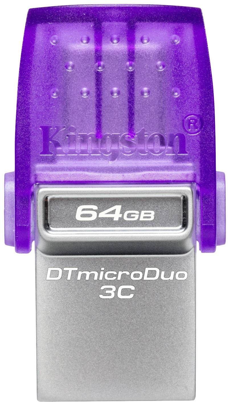 Kingston DataTraveler microDuo 3C USB-Stick Retail 64GB Edelstahl, Violett DTDUO3CG3/64GB USB-A (USB 3.2 Gen 1), USB-C®