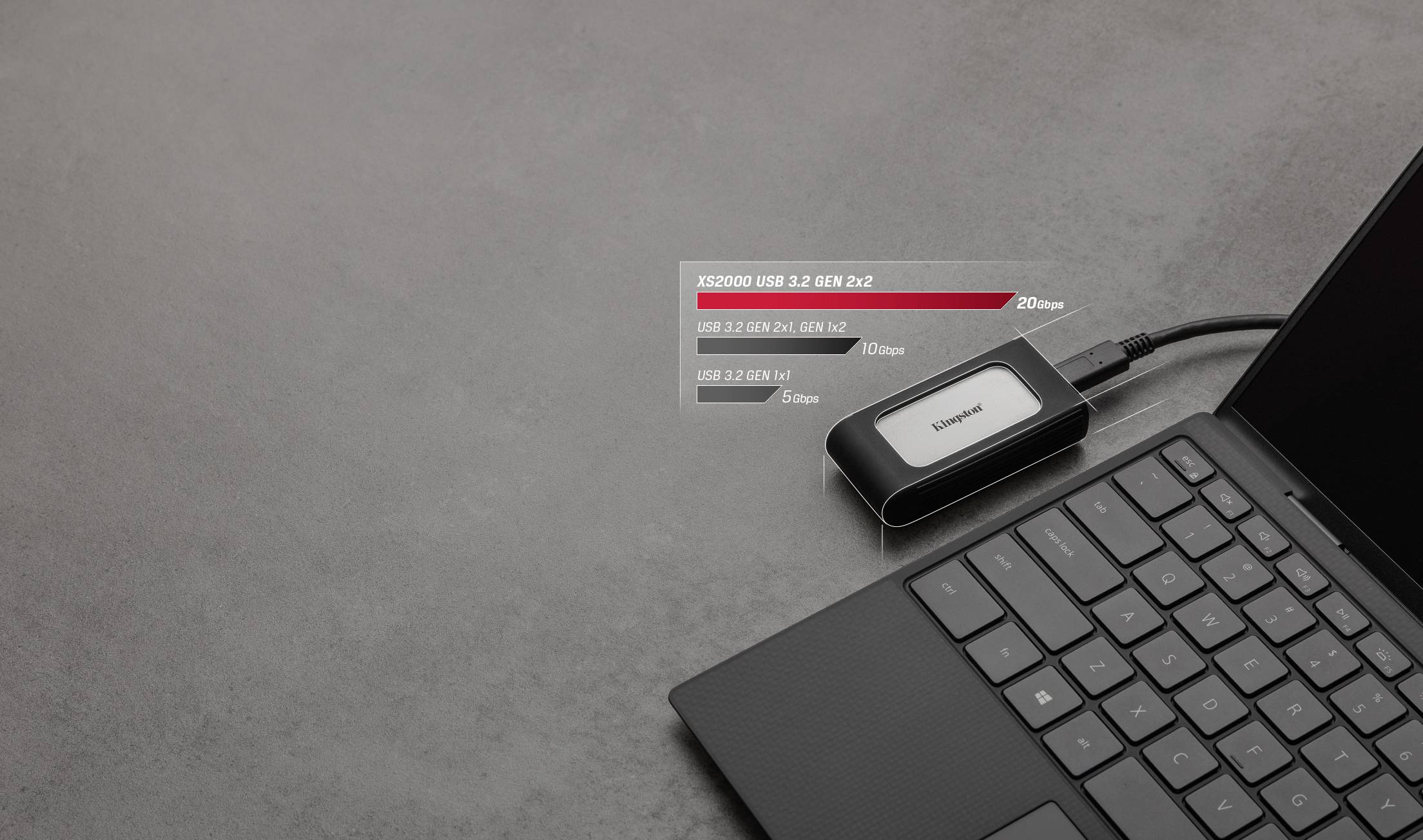 Kingston XS2000 4TB Externe SSD-Festplatte 6.35cm (2.5 Zoll) USB-C® Schwarz/Silber SXS2000/4000G