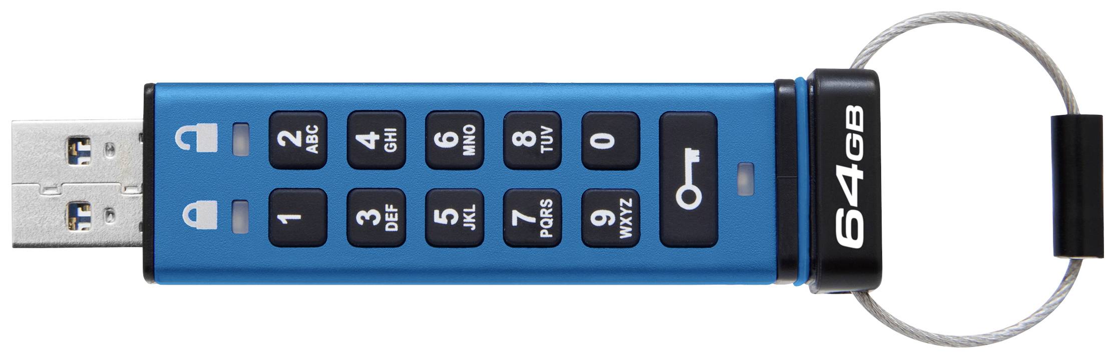 Kingston IronKey Keypad 200 USB-Stick Retail 64GB Blau IKKP200/64GB USB-A (USB 3.2 Gen 1)