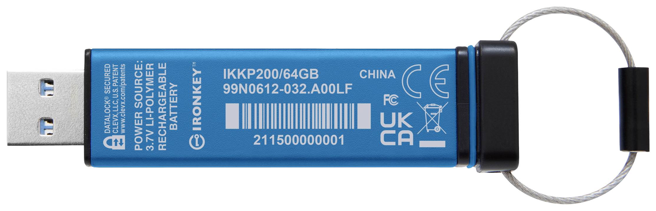 Kingston IronKey Keypad 200 USB-Stick Retail 64GB Blau IKKP200/64GB USB-A (USB 3.2 Gen 1)
