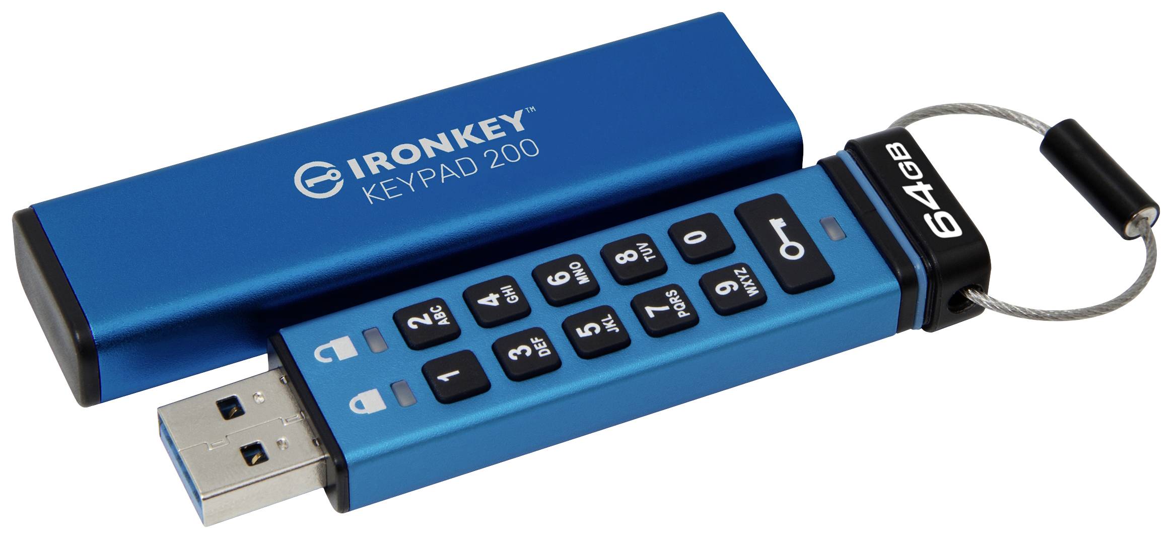 Kingston IronKey Keypad 200 USB-Stick Retail 64GB Blau IKKP200/64GB USB-A (USB 3.2 Gen 1)