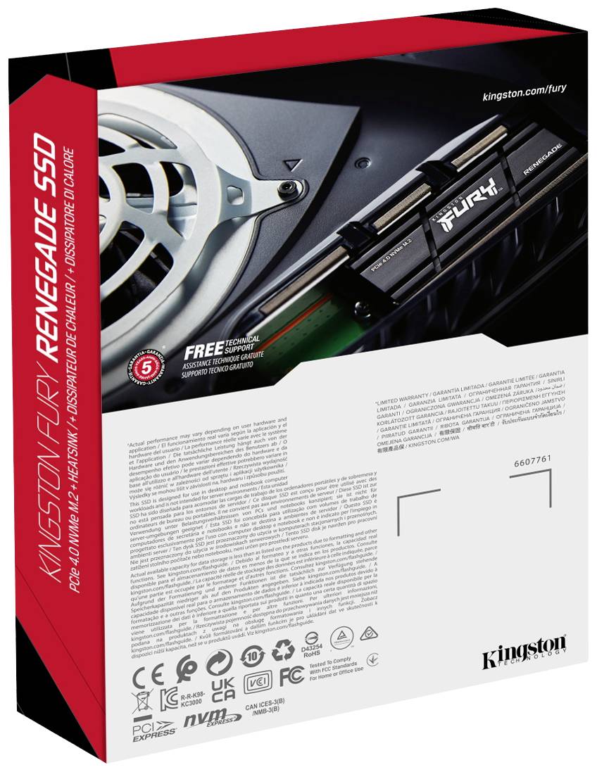 Kingston Fury Renegade 4TB Interne M.2 PCIe NVMe SSD 2280 PCIe NVMe 4.0 x4 Retail SFYRDK/4000G