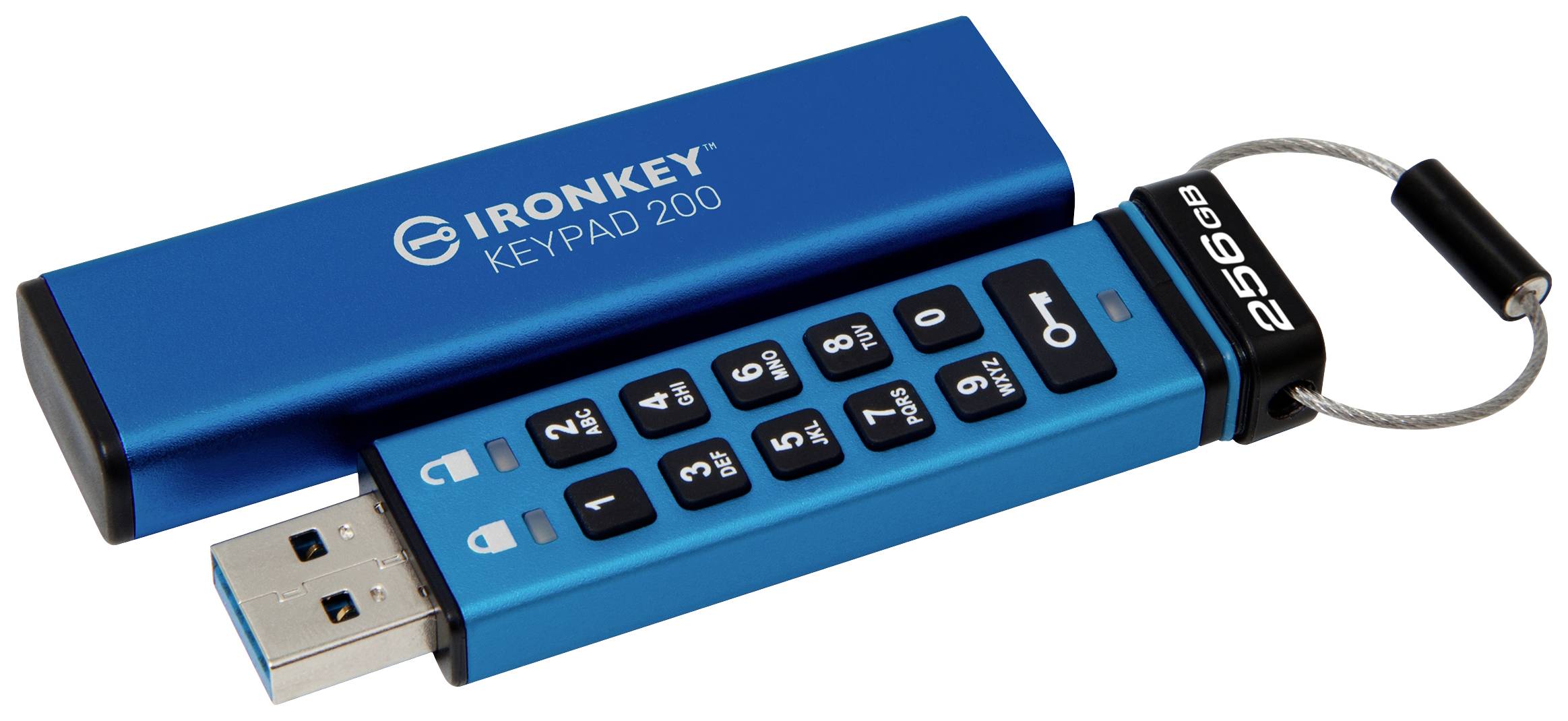 Kingston IronKey Keypad 200 USB-Stick Retail 256GB Blau IKKP200/256GB USB-A (USB 3.2 Gen 1)