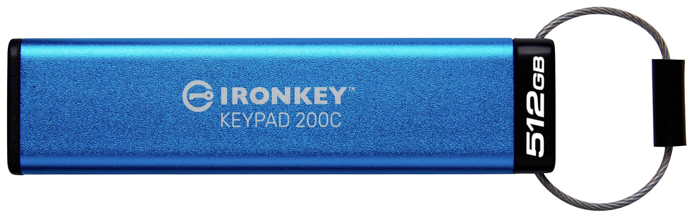 Kingston IronKey Keypad 200C USB-Stick Retail 512GB Blau IKKP200C/512GB USB-C®