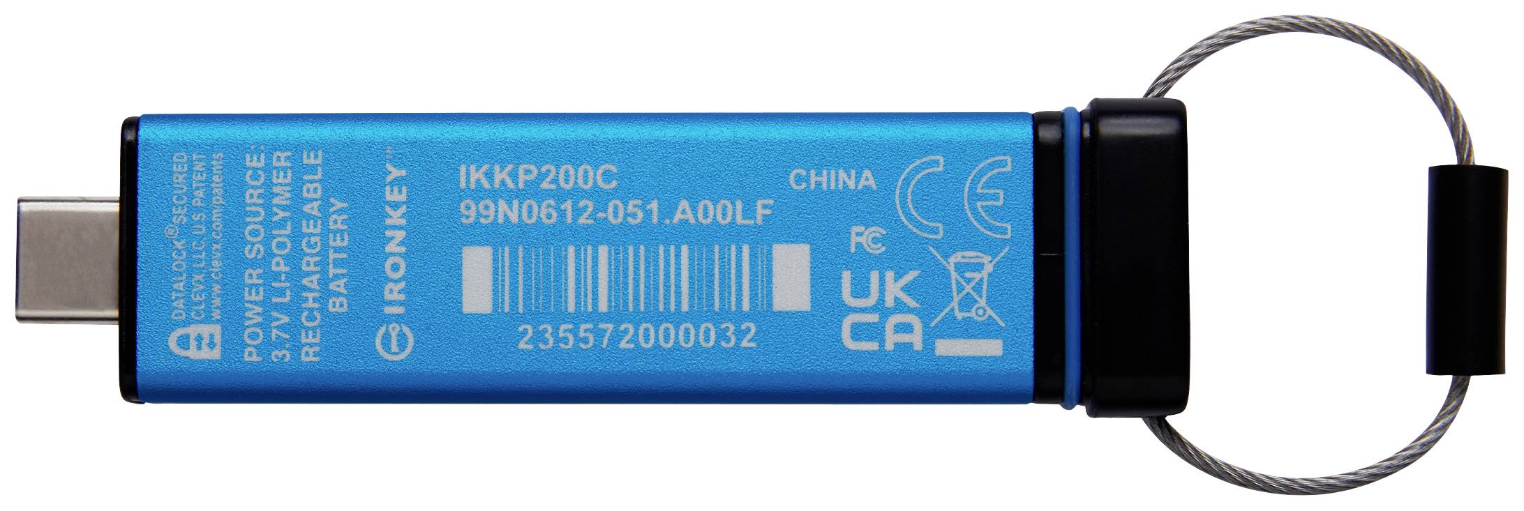 Kingston IronKey Keypad 200C USB-Stick Retail 512GB Blau IKKP200C/512GB USB-C®