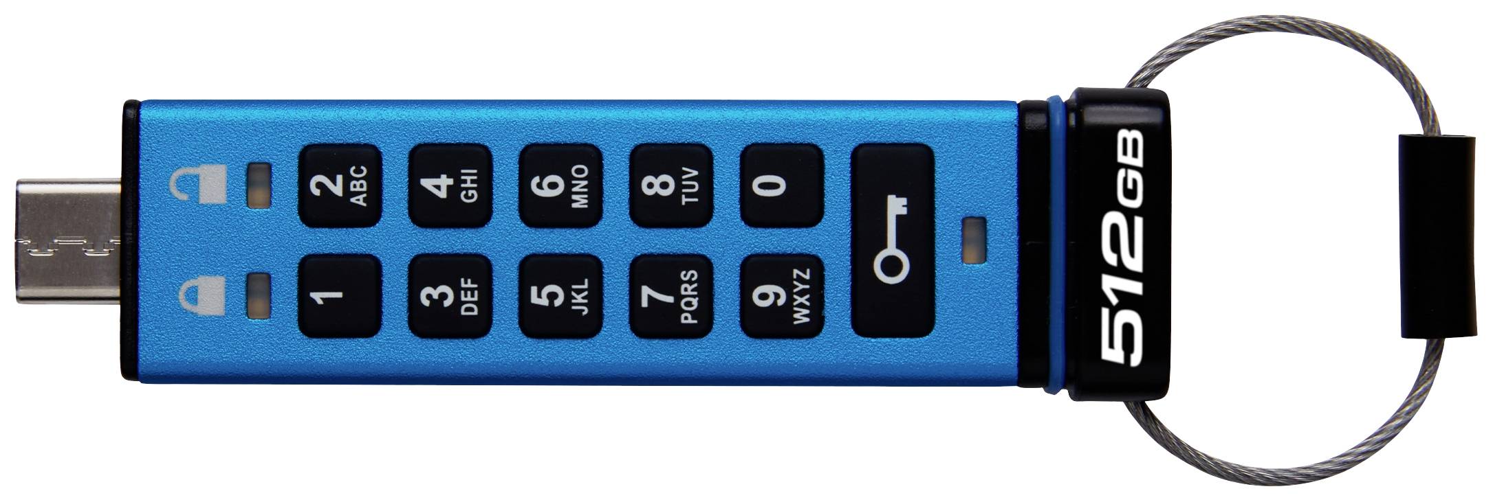 Kingston IronKey Keypad 200C USB-Stick Retail 512GB Blau IKKP200C/512GB USB-C®