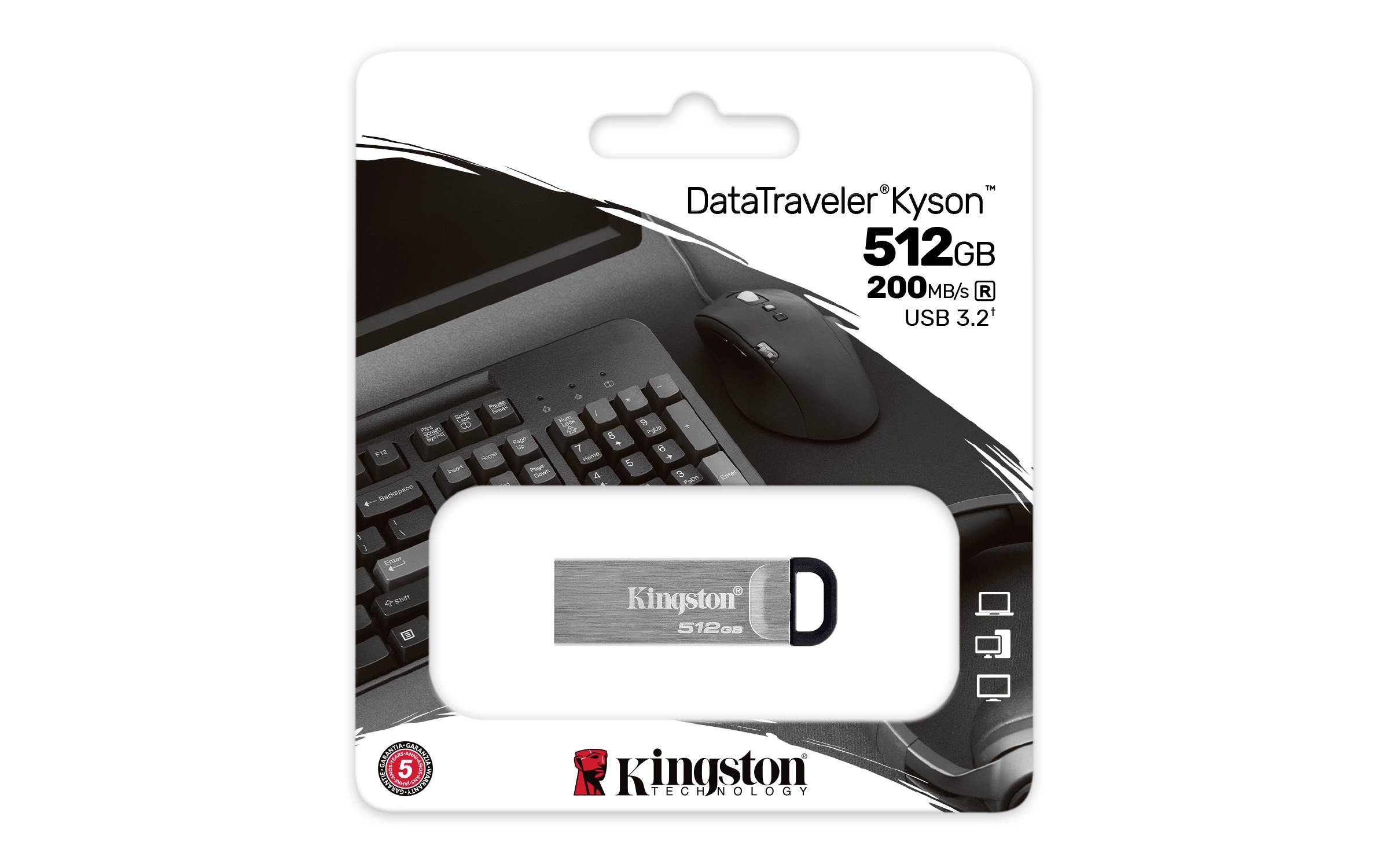 Kingston DataTraveler Kyson USB-Stick Retail 512GB Silber DTKN/512GB USB-A (USB 3.2 Gen 1)