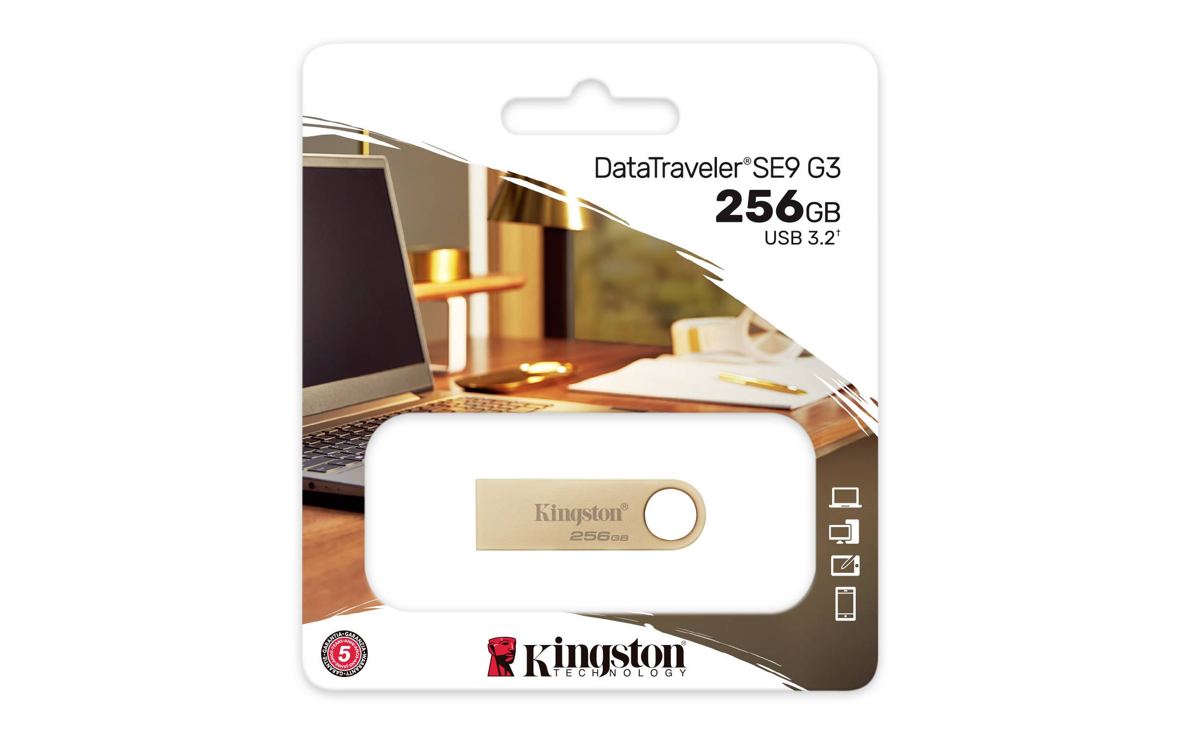 Kingston DataTraveler SE9 G3 USB-Stick Retail 256GB Gold DTSE9G3/256GB USB-A (USB 3.2 Gen 1)