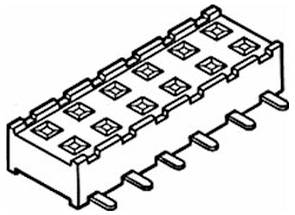 Ein rechteckiger 14-poliger Elektrostecker mit zwei Reihen von je sieben Stiften, typischerweise für Leiterplattenverbindungen verwendet.
