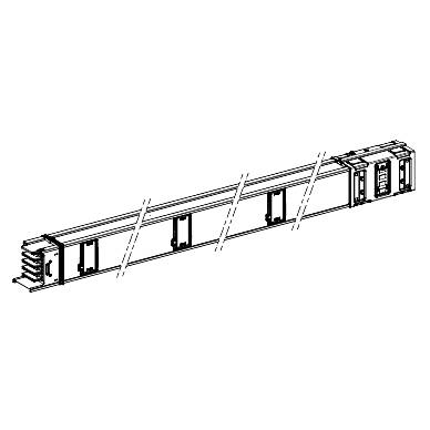 'Kabelkanalsystem horizontal' zeigt einen länglichen, geschlossenen Leiterbahnträger mit einem verborgenen internen Verkabelungssystem.