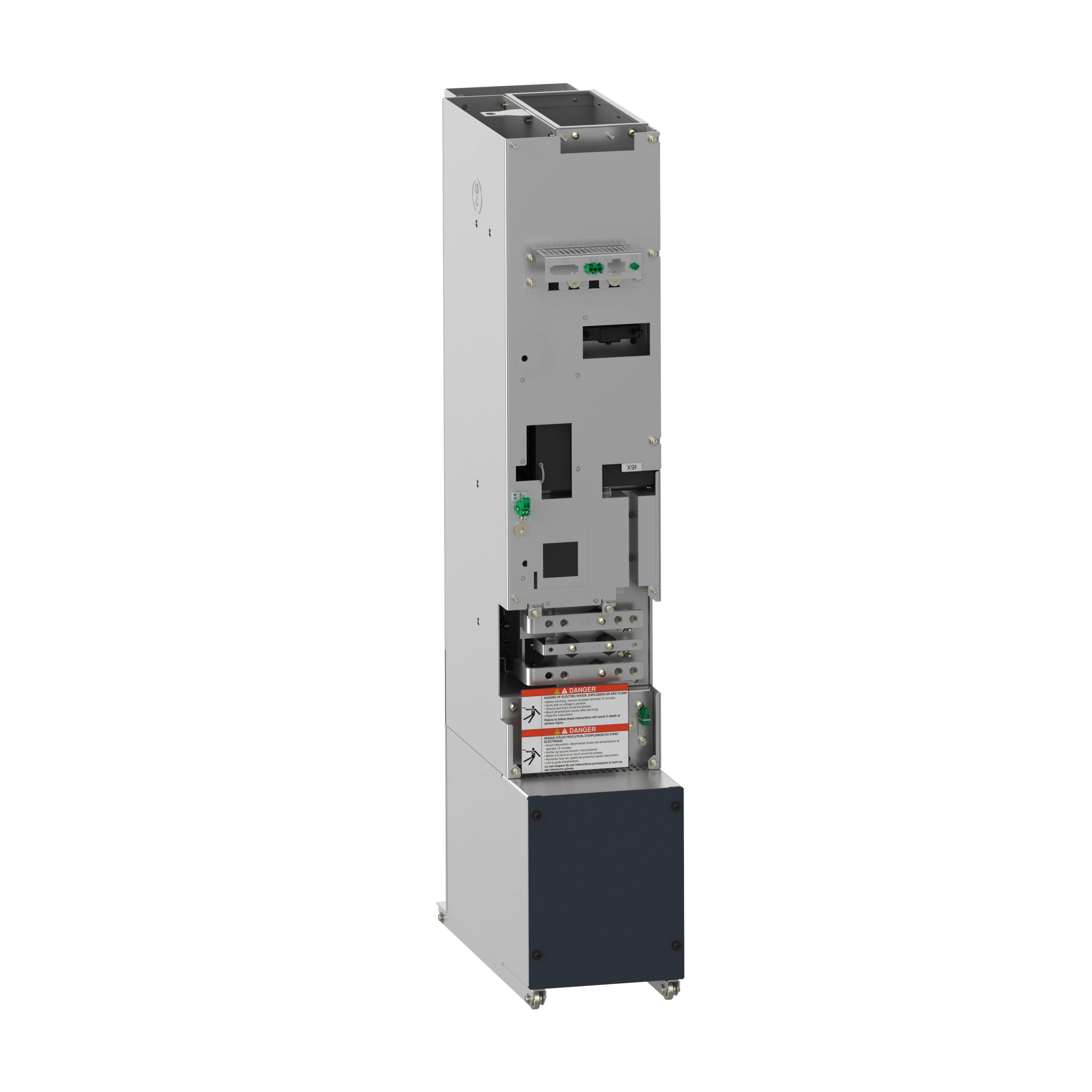 Ein silberner Automat mit schwarzer Basis, verschiedenen Steckverbindungen und Fächern zur Maschinennutzung.