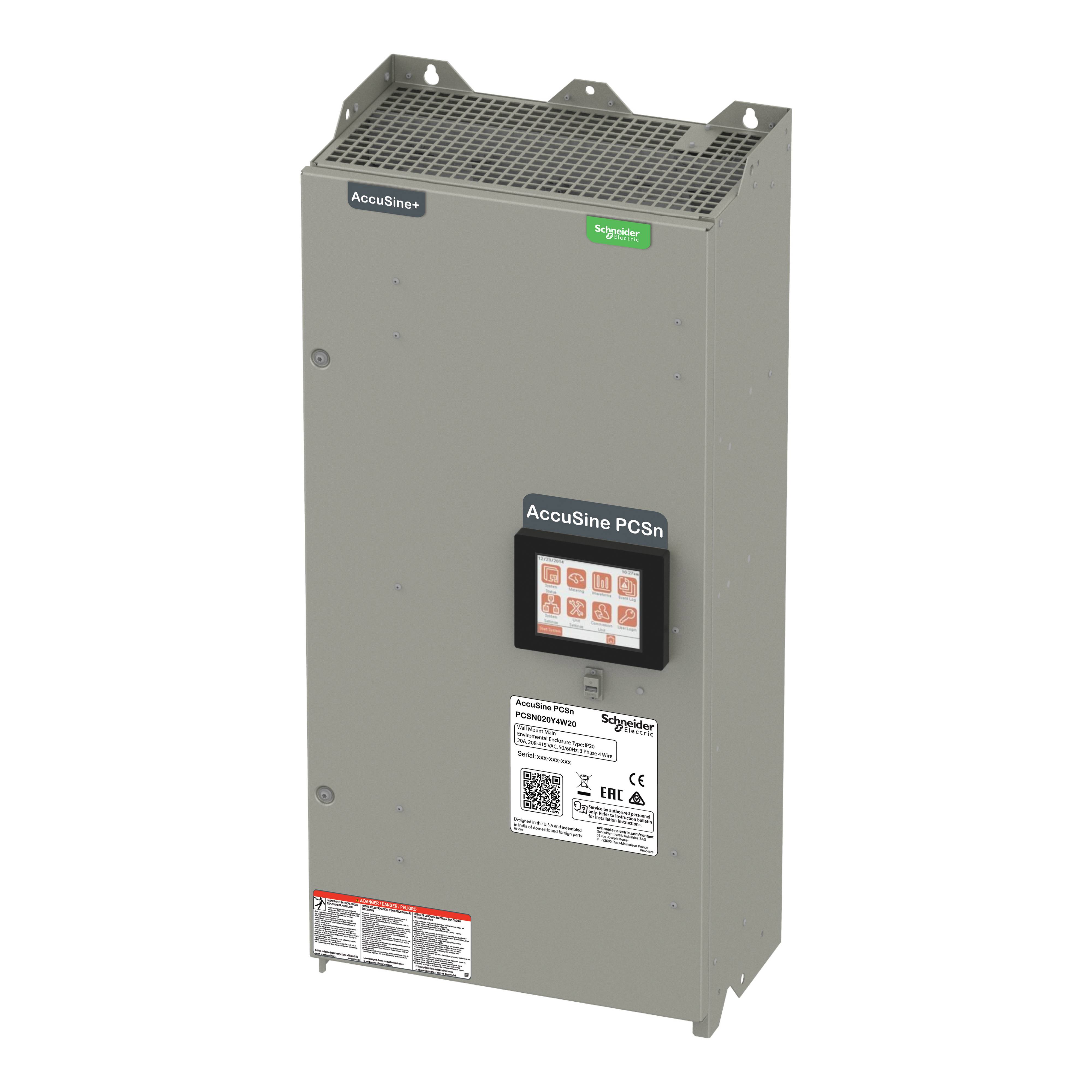 Ein graues elektrisches Gerät mit dem Aufdruck 'AccuSine PCSn' und mehreren Zertifizierungslogos.