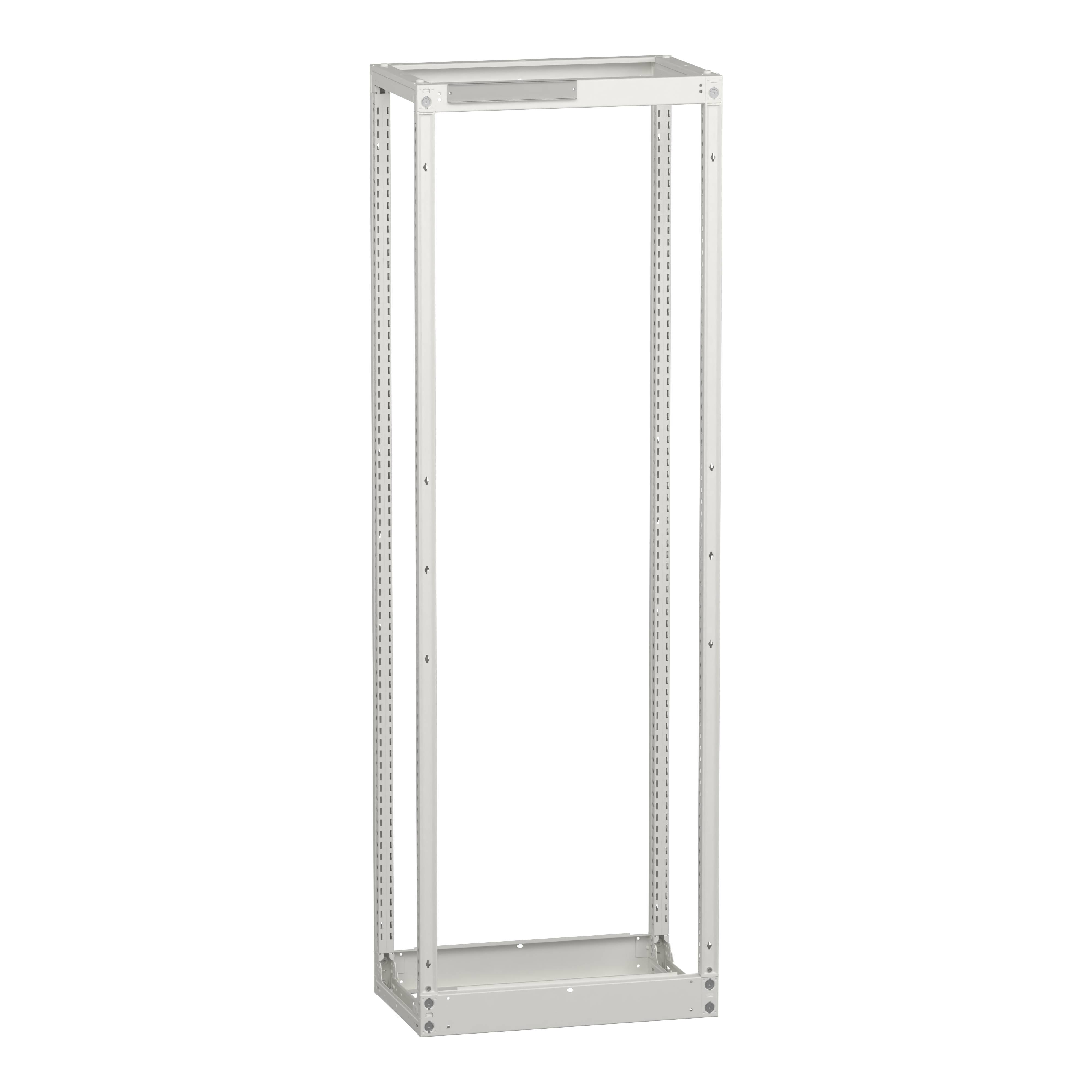 Metallrahmen für Server-Racks. Steht aufrecht. Keine installierten Geräte oder Kabel sichtbar. Geeignet für IT-Infrastrukturen.