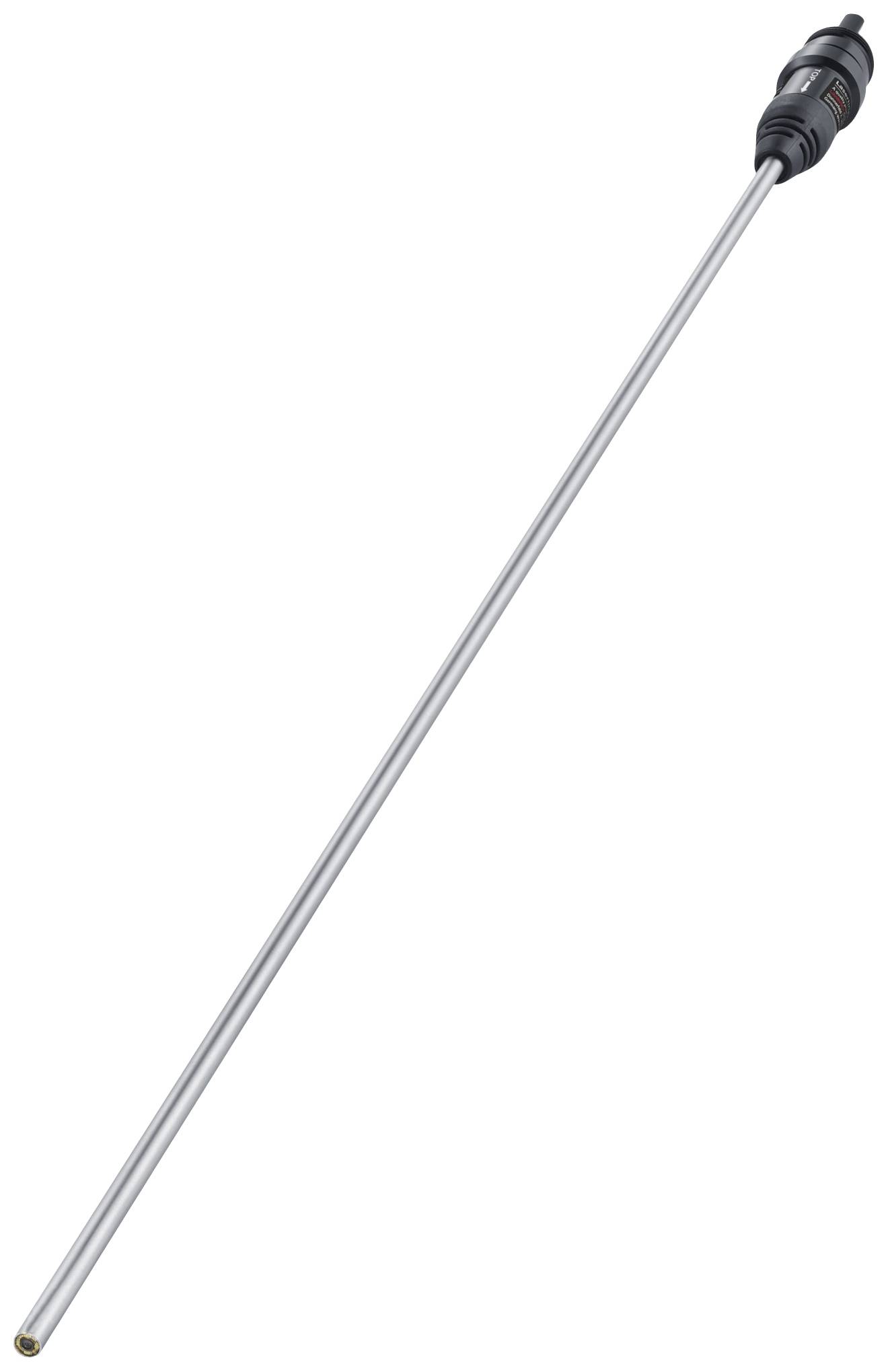 Langer, schmaler Metallstab mit schwarzem Griff am oberen Ende.