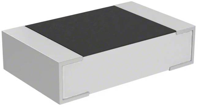 Ein kleines rechteckiges elektronisches Bauteil mit schwarzem und silbernem Gehäuse, das typischerweise in Leiterplatten für elektronische Geräte verwendet wird.