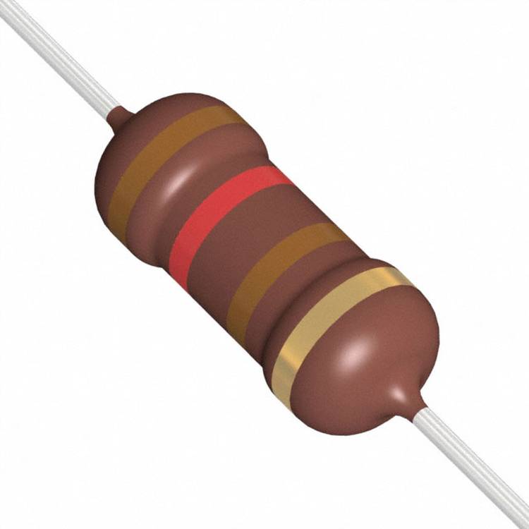 Ein braun, orange, rot und gold gefärbter Widerstand auf weißem Hintergrund, der einen Widerstandswert von 3,2k Ohm mit einer Toleranz von 5% anzeigt.