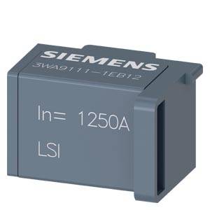Ein rechteckiger Siemens-Modul mit der Aufschrift 'SIEMENS', '3WA9111-1EB12', und 'In= 1250A LSI'. Elektronisches Bauteil.