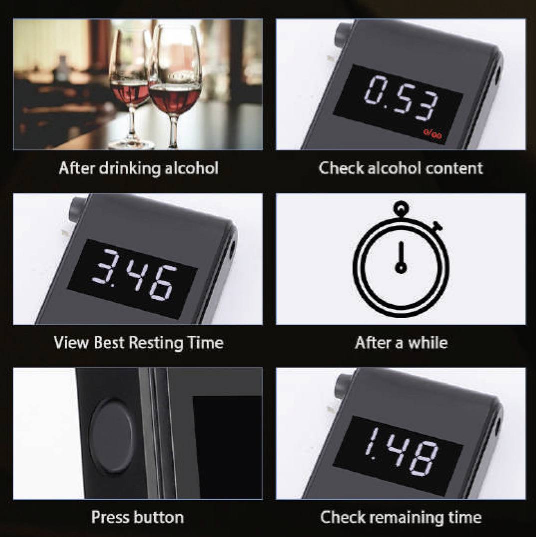 AlkoSure Alkoholtester Schwarz (matt) 0.00 bis 4.00 ‰ inkl. Display, Verschiedene Einheiten anzeigbar