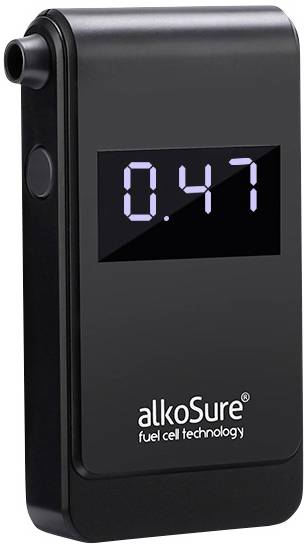AlkoSure Alkoholtester Schwarz (matt) 0.00 bis 4.00 ‰ inkl. Display, Verschiedene Einheiten anzeigbar