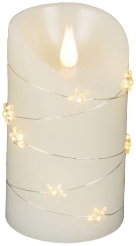 Konstsmide 1836-180 LED-Echtwachskerze Creme-Weiß Bernstein (Ø x H) 75 mm x 135 mm mit 3D-Effekt