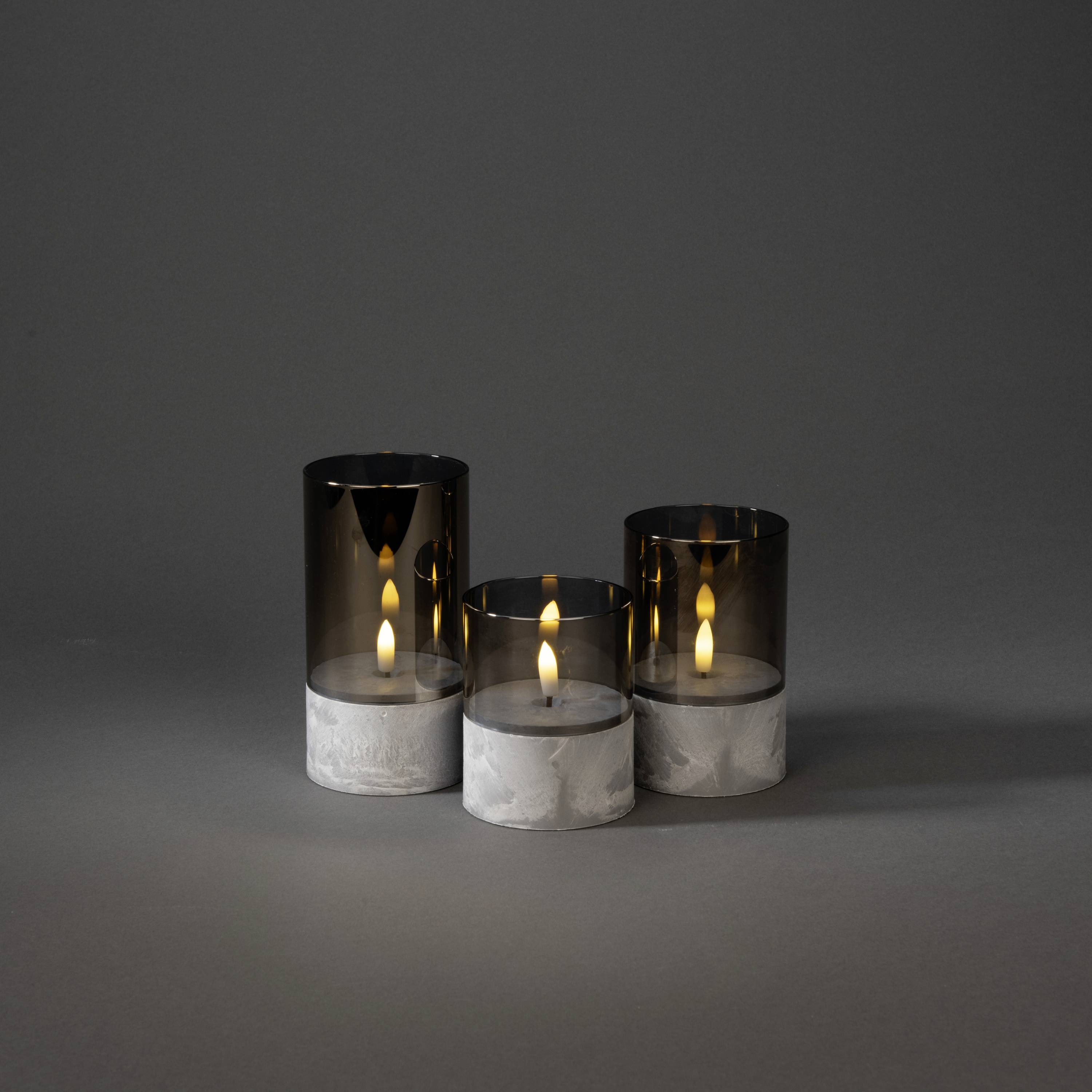 Konstsmide 1819-300 LED-Kerze Grau-Weiß Bernstein (Ø x H) 80 mm x 100 mm