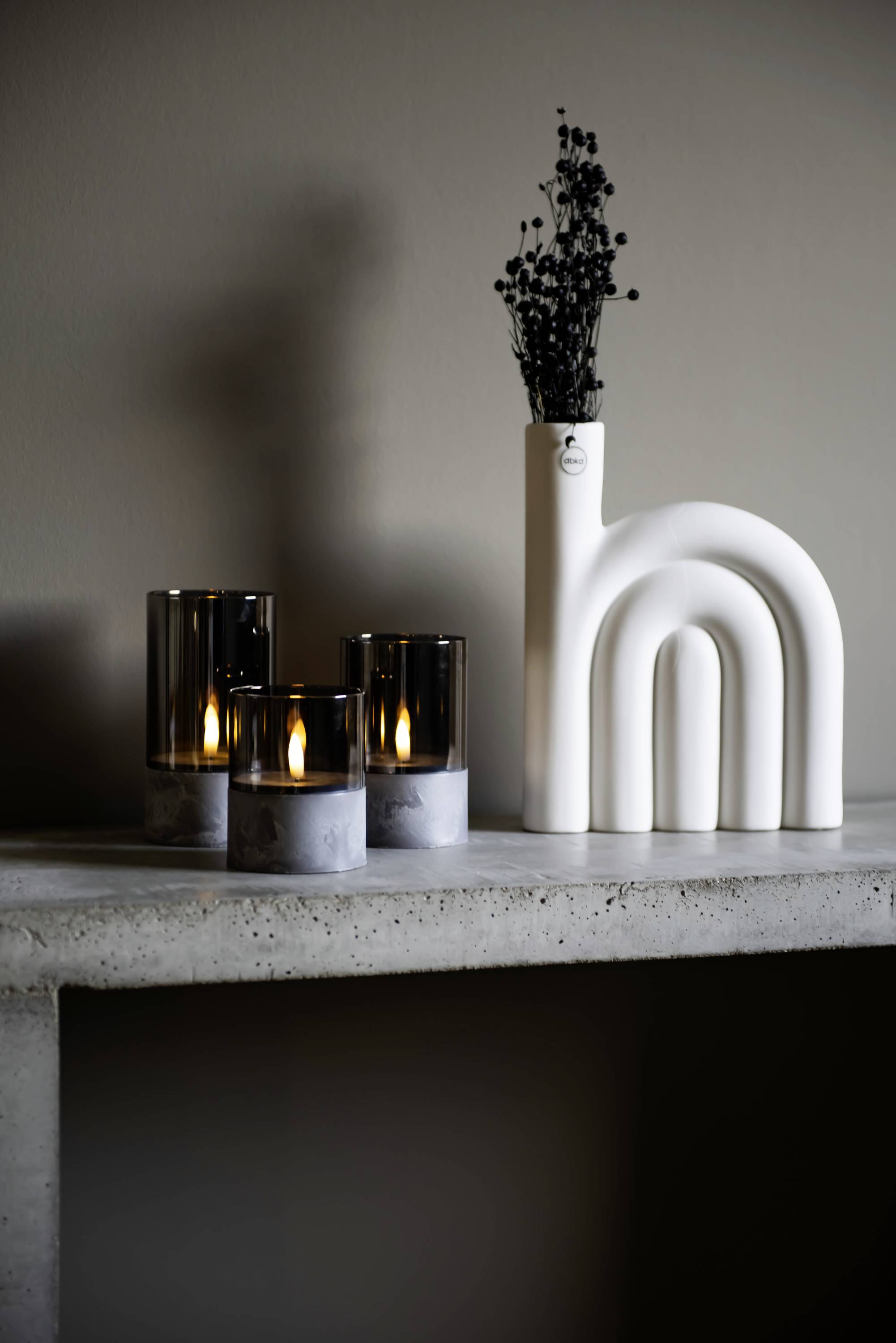 Konstsmide 1819-300 LED-Kerze Grau-Weiß Bernstein (Ø x H) 80 mm x 100 mm