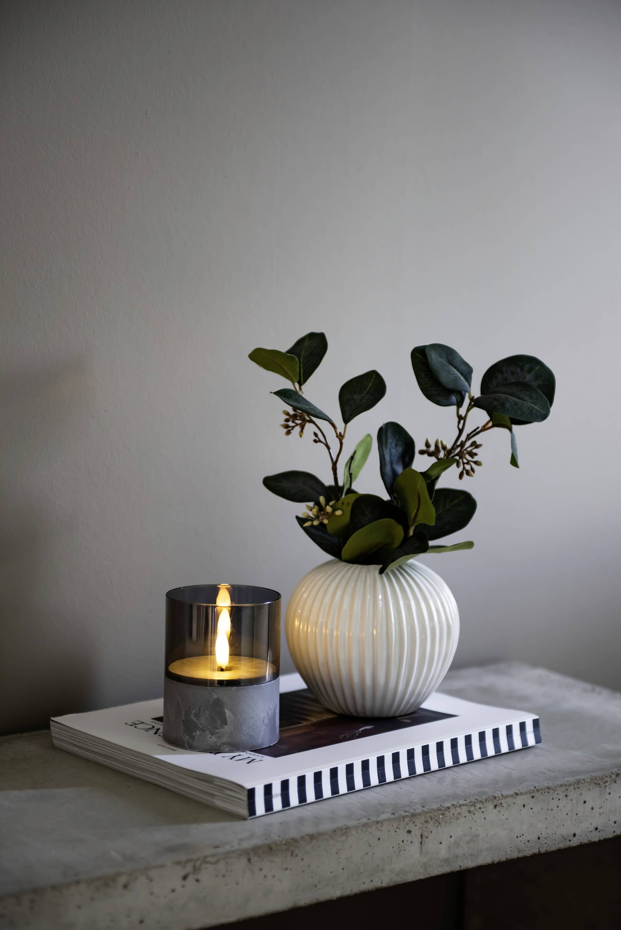 Konstsmide 1819-300 LED-Kerze Grau-Weiß Bernstein (Ø x H) 80 mm x 100 mm