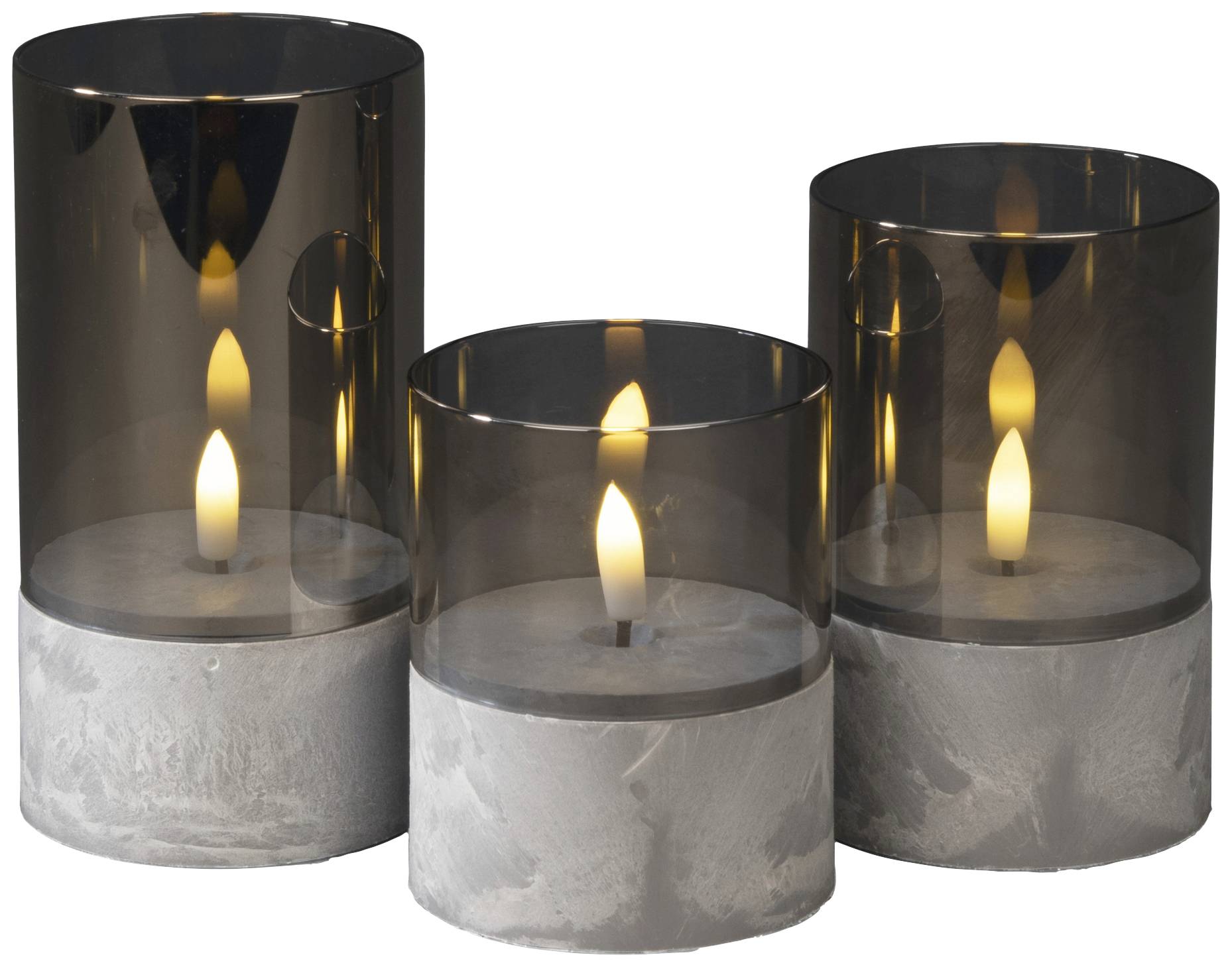 Konstsmide 1819-300 LED-Kerze Grau-Weiß Bernstein (Ø x H) 80 mm x 100 mm