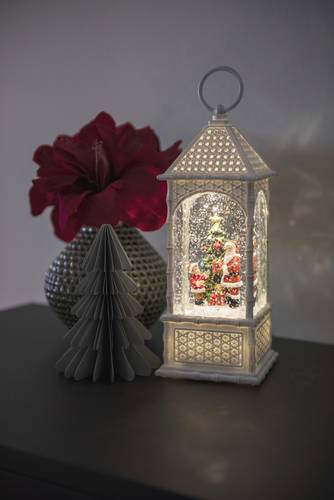 Konstsmide 4306-200 LED-Laterne Weihnachtsmann, Weihnachtsbaum Warmweiß LED Weiß mit Wasser gefüll