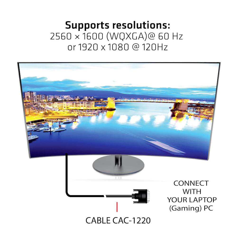 Club3D DVI Anschlusskabel DVI-D 24+1pol. Stecker 10.00m Schwarz CAC-1220 DVI-Kabel