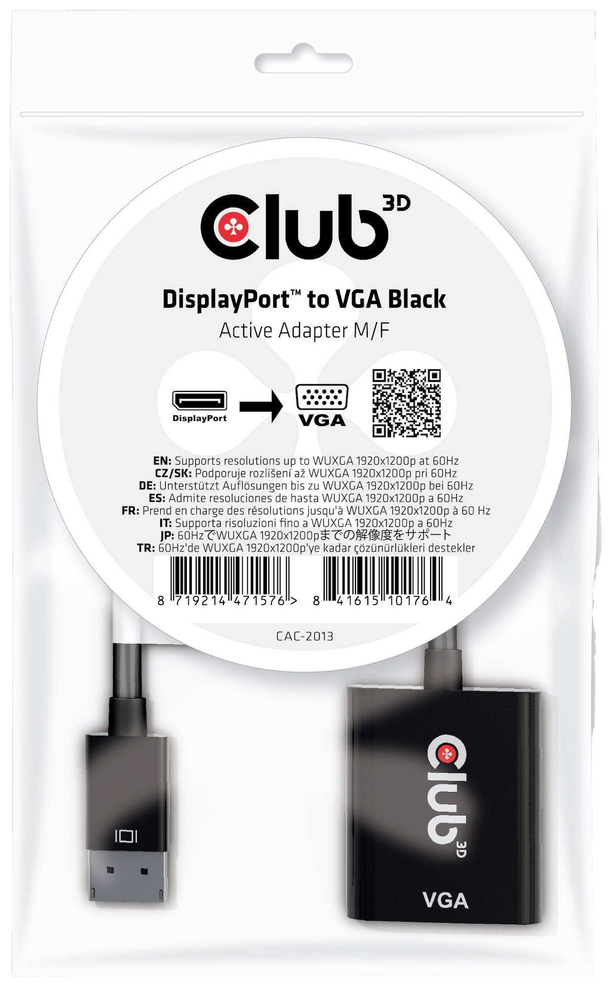 Club3D CAC-2013 DisplayPort / VGA Adapter [1x DisplayPort Stecker - 1x VGA-Buchse] Schwarz
