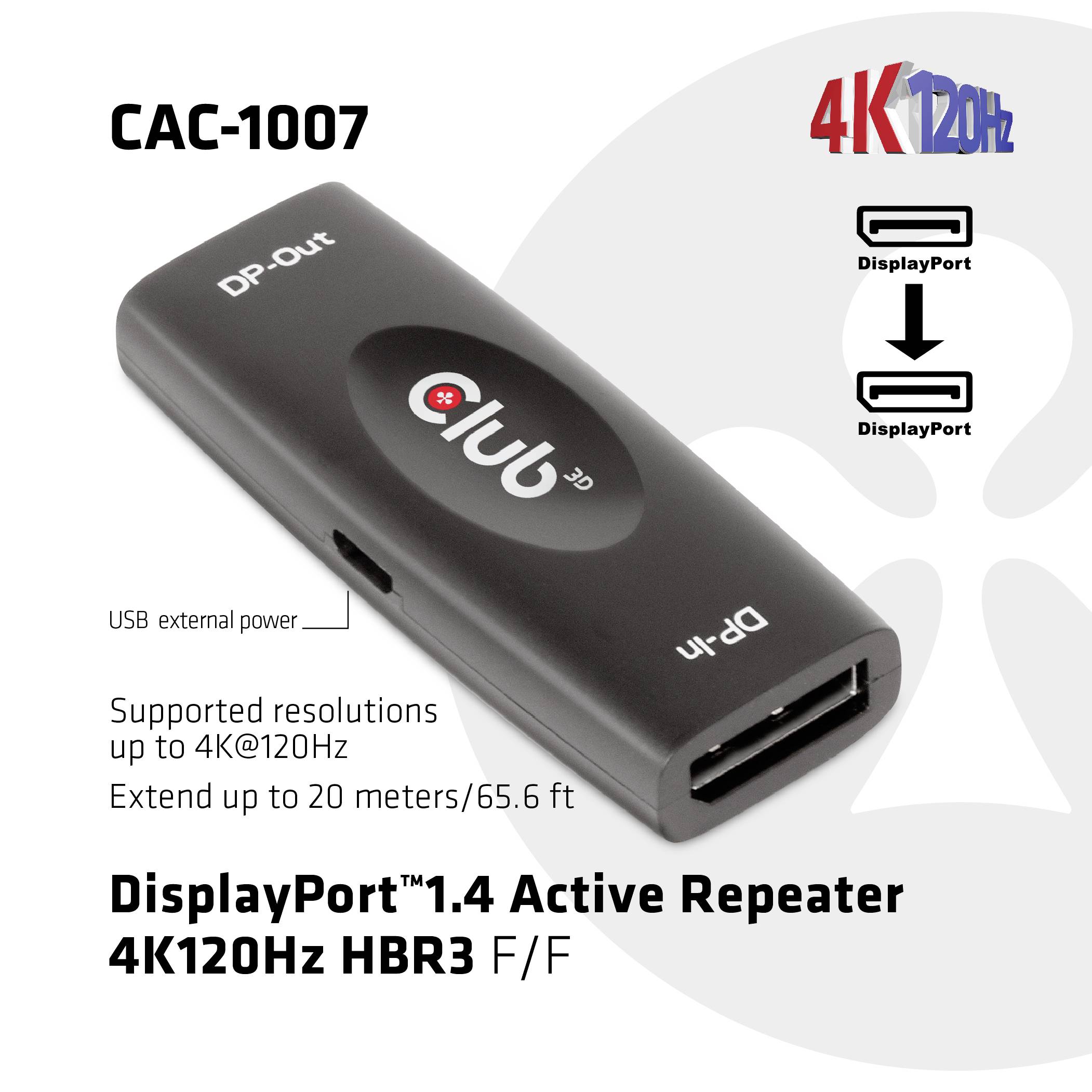 Club3D CAC-1007 DisplayPort Adapter [1x DisplayPort Buchse - 1x DisplayPort Buchse] Schwarz