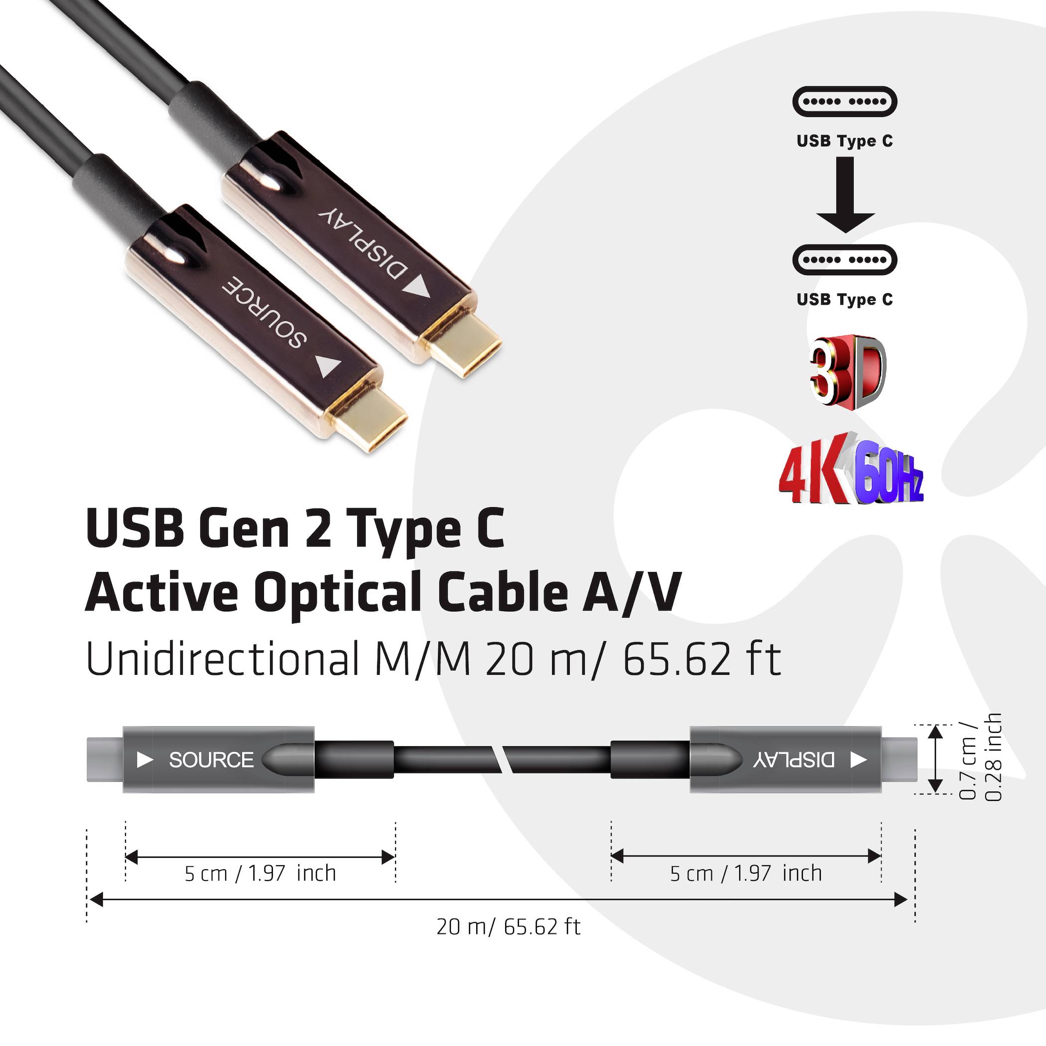 Club3D USB-C® Kabel USB-C® Stecker 20.00m Schwarz CAC-1589