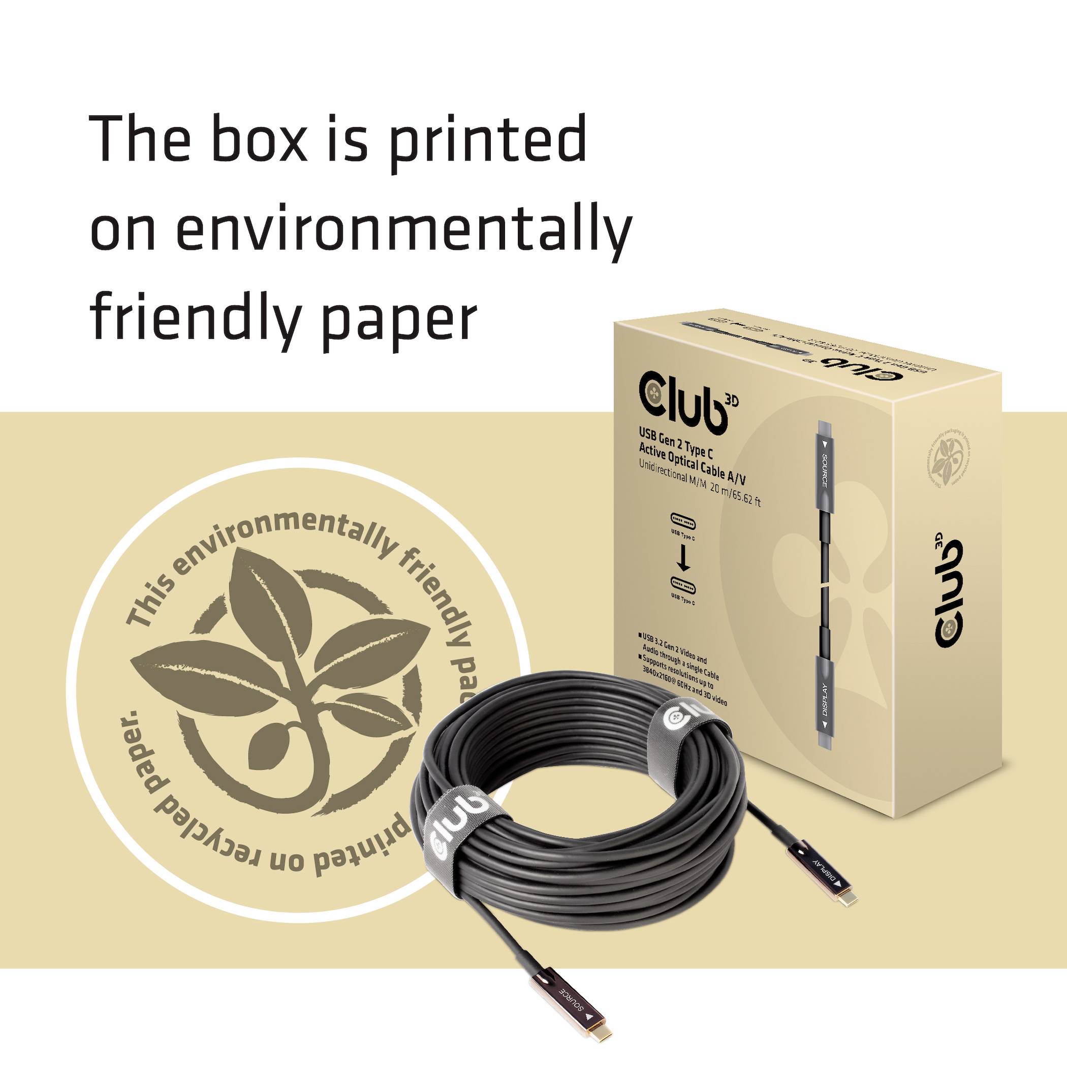 Club3D USB-C® Kabel USB-C® Stecker 20.00m Schwarz CAC-1589