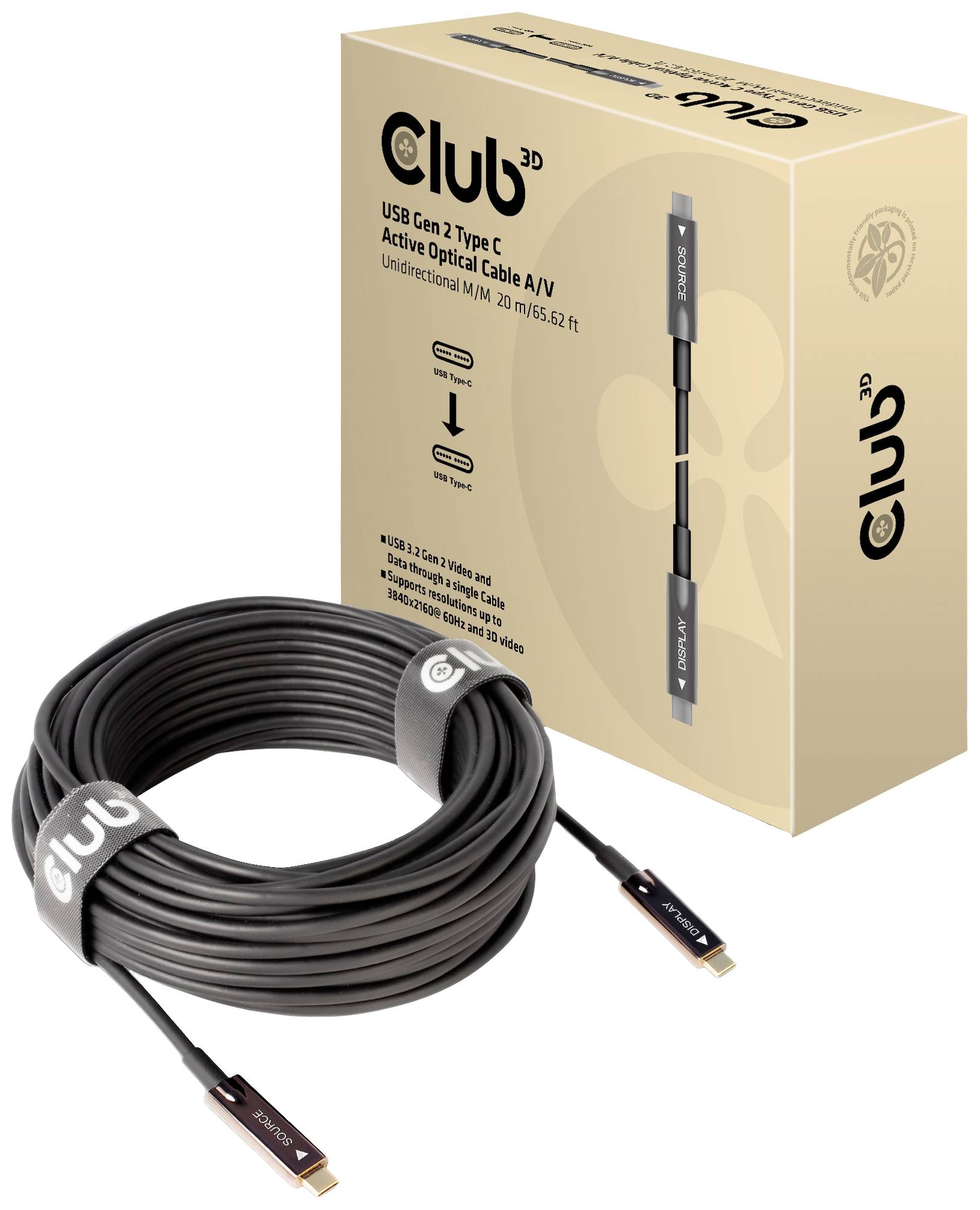 Club3D USB-C® Kabel USB-C® Stecker 20.00m Schwarz CAC-1589