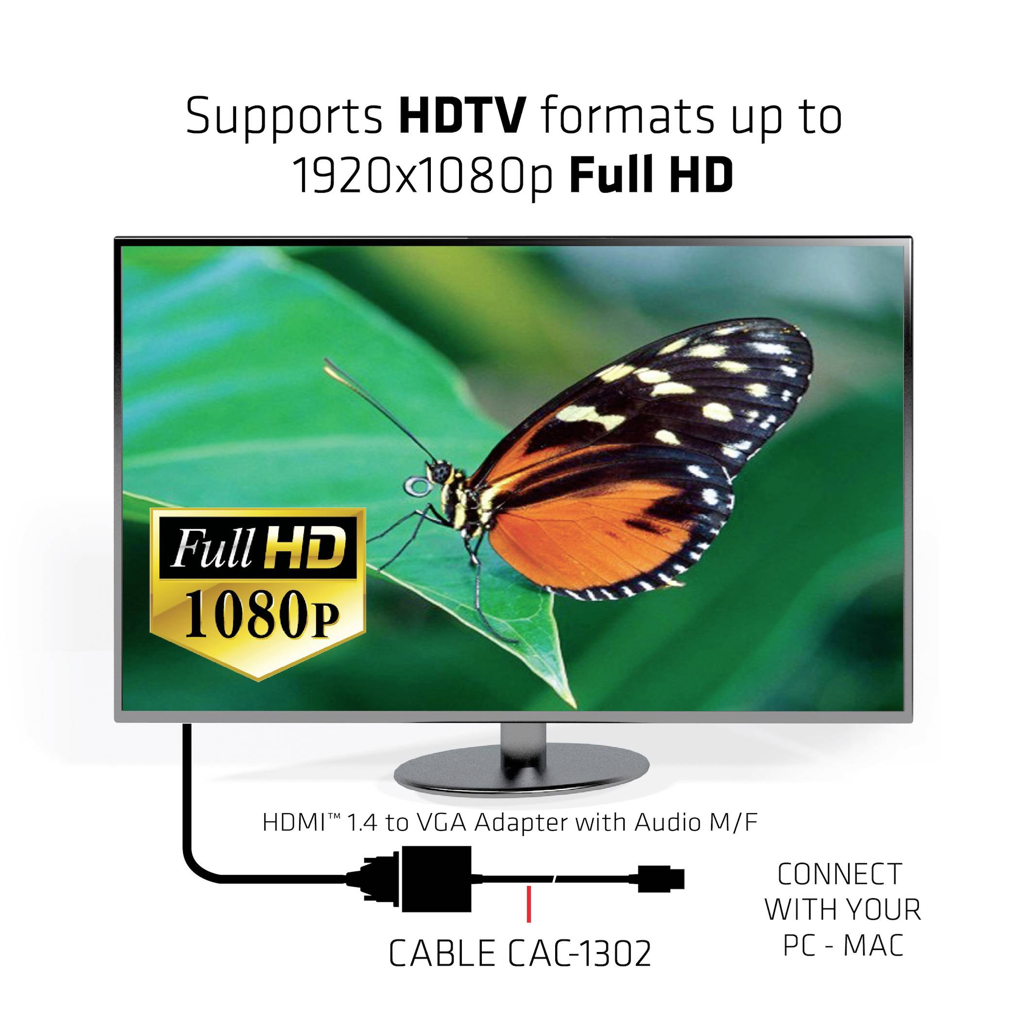 Club3D CAC-1302 HDMI / VGA Adapter [1x HDMI-Stecker - 1x VGA-Buchse] Schwarz 50cm