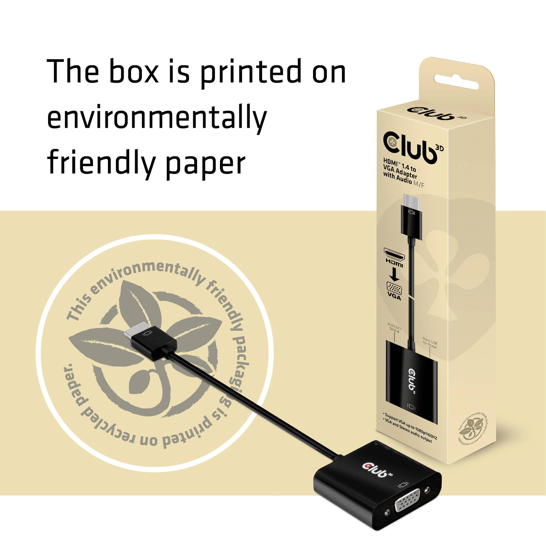 Club3D CAC-1302 HDMI / VGA Adapter [1x HDMI-Stecker - 1x VGA-Buchse] Schwarz 50cm