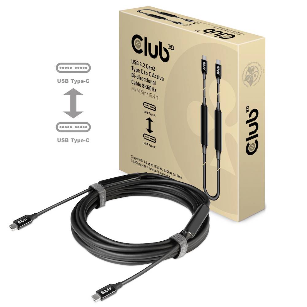 Club3D USB-C® Kabel USB-C® Stecker 5.00 m Schwarz CAC-1535