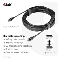 Club3D USB-C® Kabel USB-C® Stecker 5.00m Schwarz CAC-1535 Club3D USB-C® Kabel USB-C® Stecker 5.00m Schwarz CAC-1535