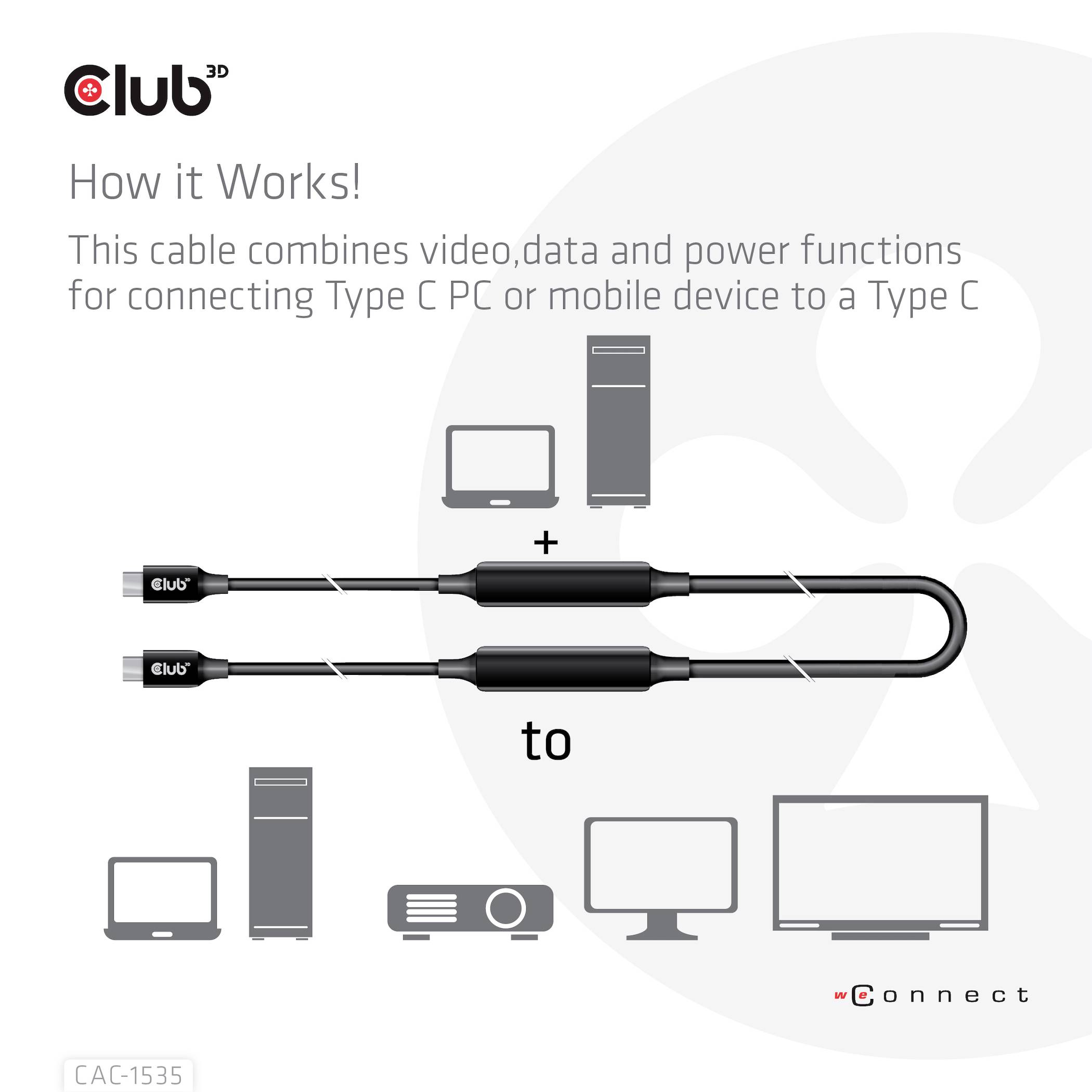 Club3D USB-C® Kabel USB-C® Stecker 5.00 m Schwarz CAC-1535