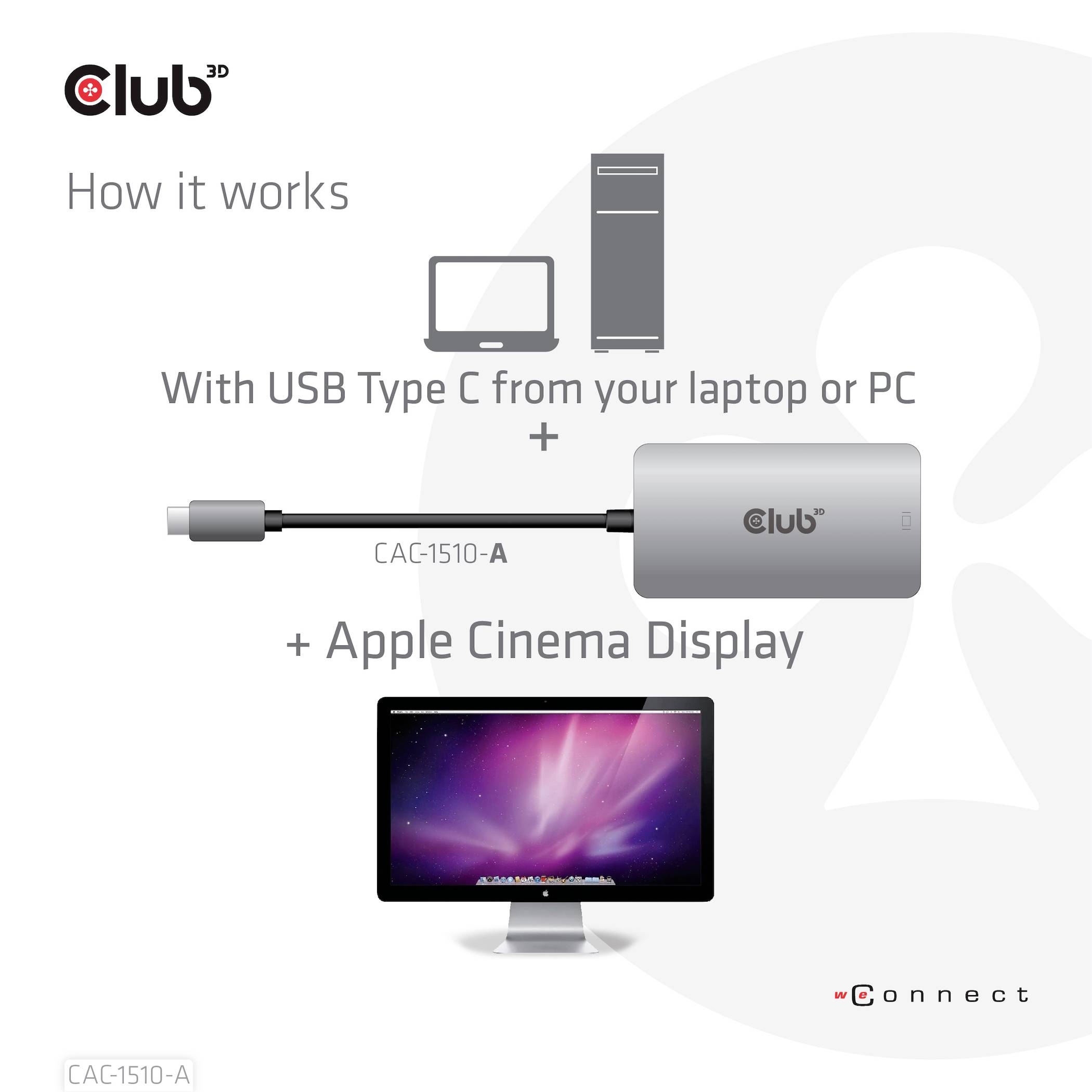 Club3D CAC-1510-A USB-C® / DVI Adapter [1x USB-C® - 1x DVI] Silber 24.5cm
