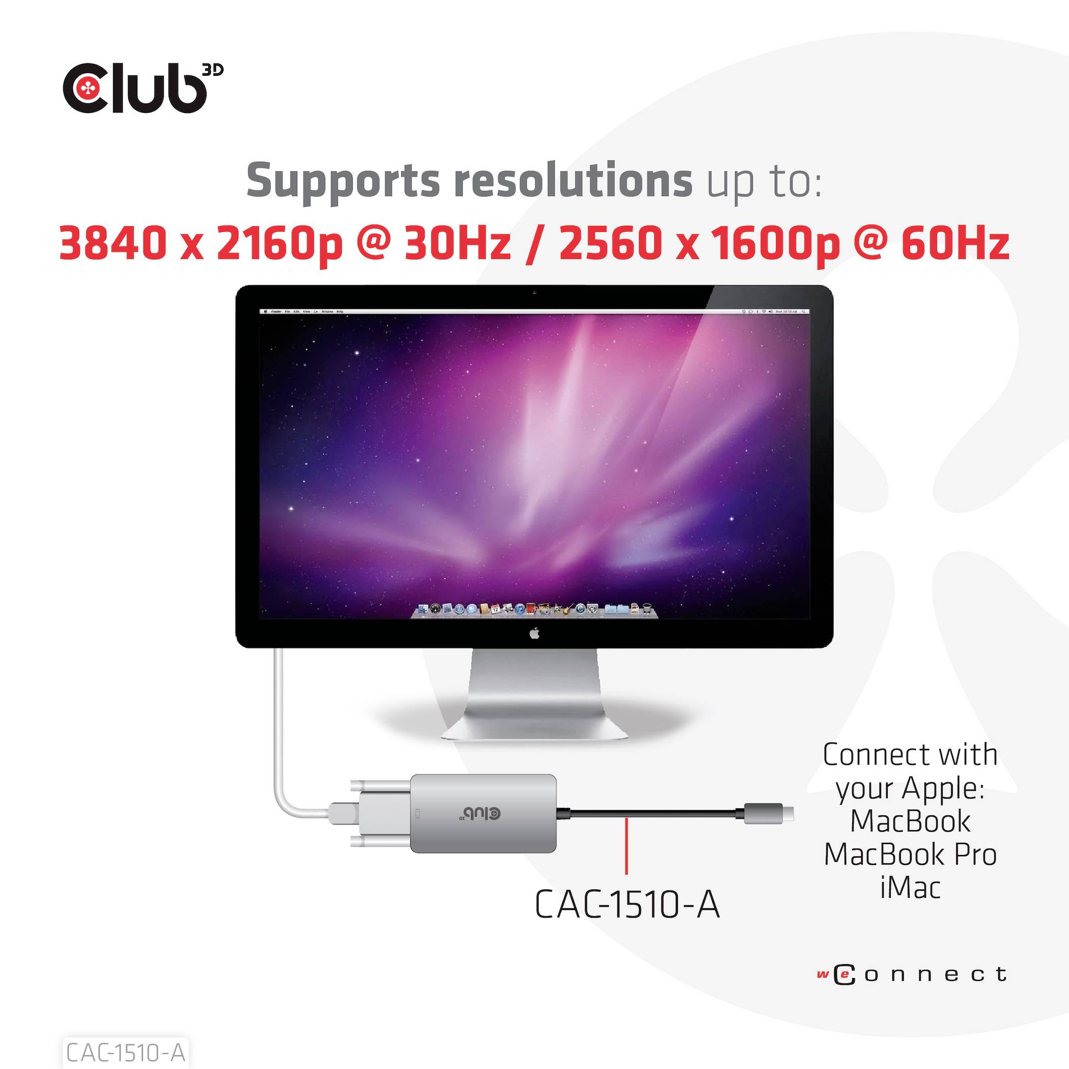 Club3D CAC-1510-A USB-C® / DVI Adapter [1x USB-C® - 1x DVI] Silber 24.5cm